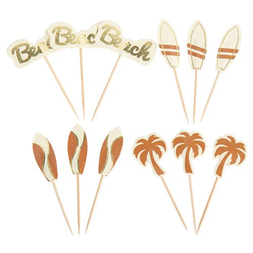 Beach & Surf Kagepinde - 12 stk (7-8 cm) | Strand Kagepinde - Temashop