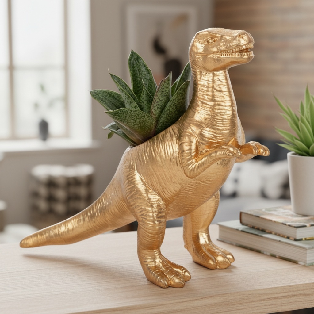 T-Rex Dinosaur Blomstervase - 1 stk (16 x 18 x 6,5 cm) | Dinosaurus Vase - Temashop