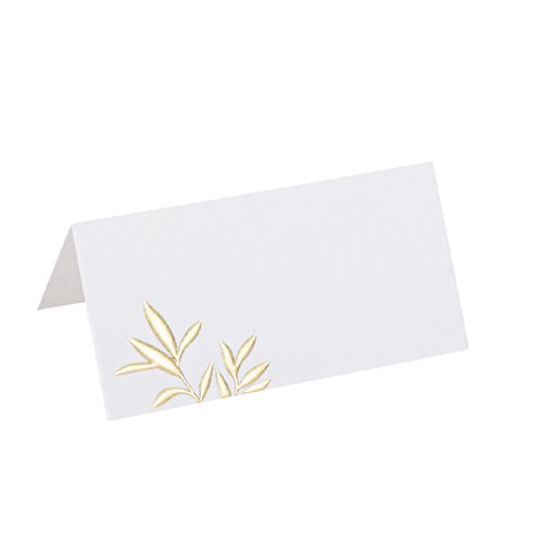 Guldgrene Bordkort Hvid/Guld - 10 stk (8 x 4 cm) | Guld tema Bordnumre / bordkort / holdere - Temashop