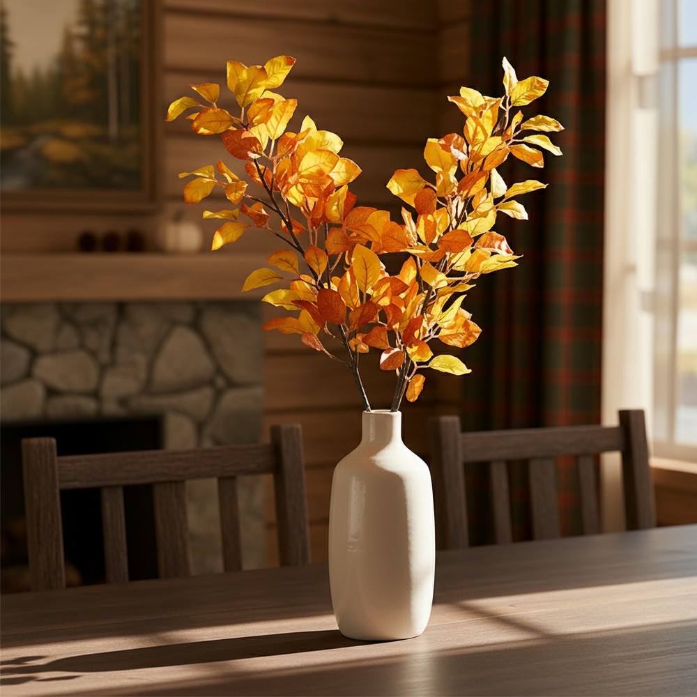 Efterårsgren Gul - 1 stk (100 cm) | Natur tema Kunstige blomster - Temashop