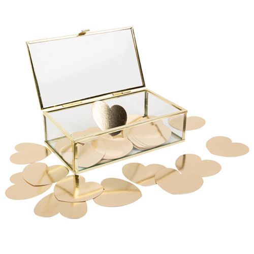 Gæstebogæske Med Papirhjerter Guld