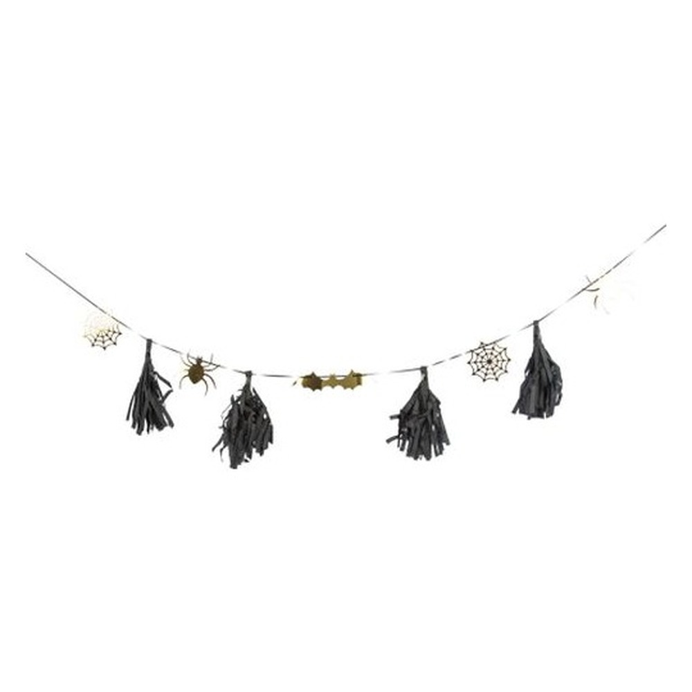 Halloween Guirlande med Kvaster Sort/Guld