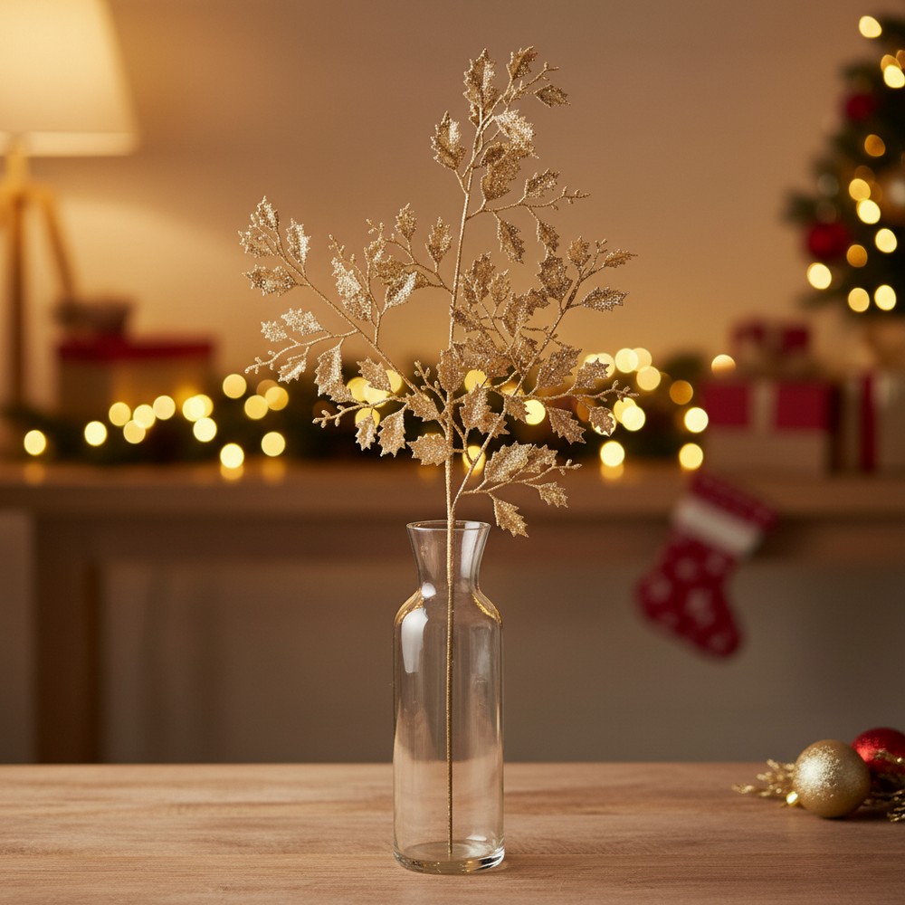 Julegren Glitter Guld - 1 stk (78 cm) | Natur tema Kunstige blomster - Temashop