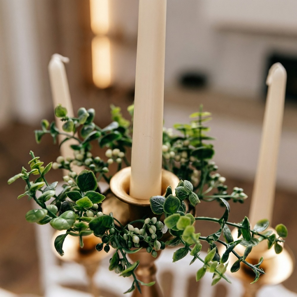Eukalyptus Krans Grøn/Hvid - 1 stk (17 cm) | Natur tema Kunstige blomster - Temashop
