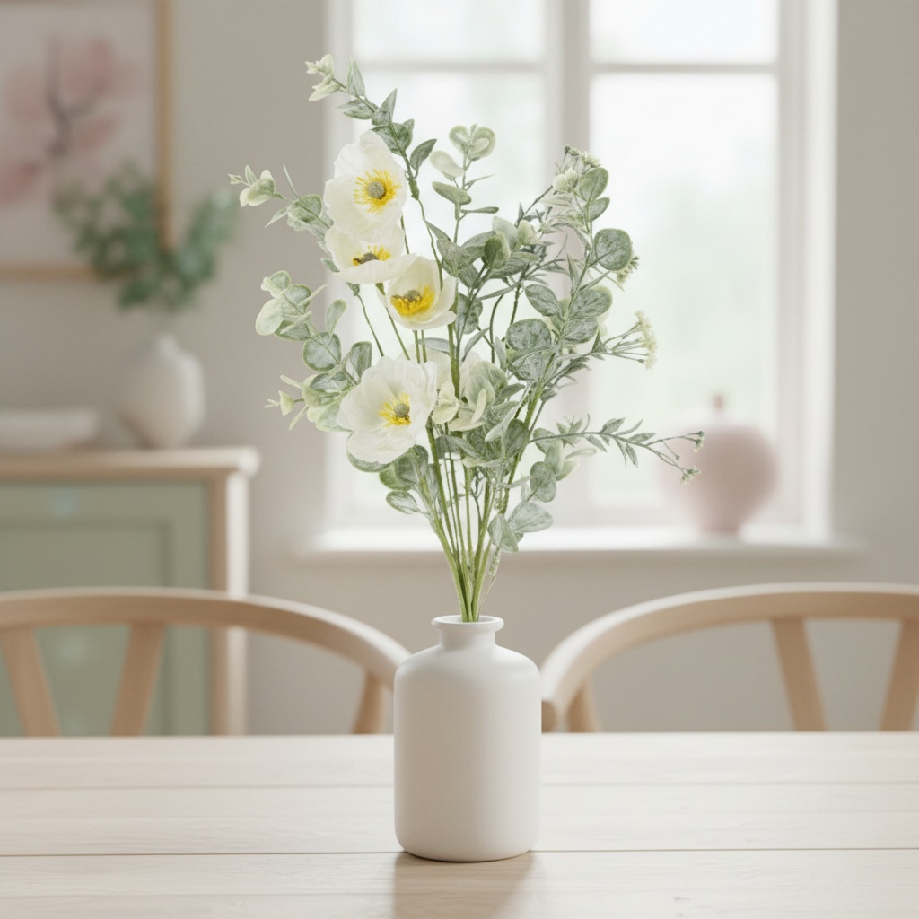 Eukalyptus & Hvide Blomster Buket