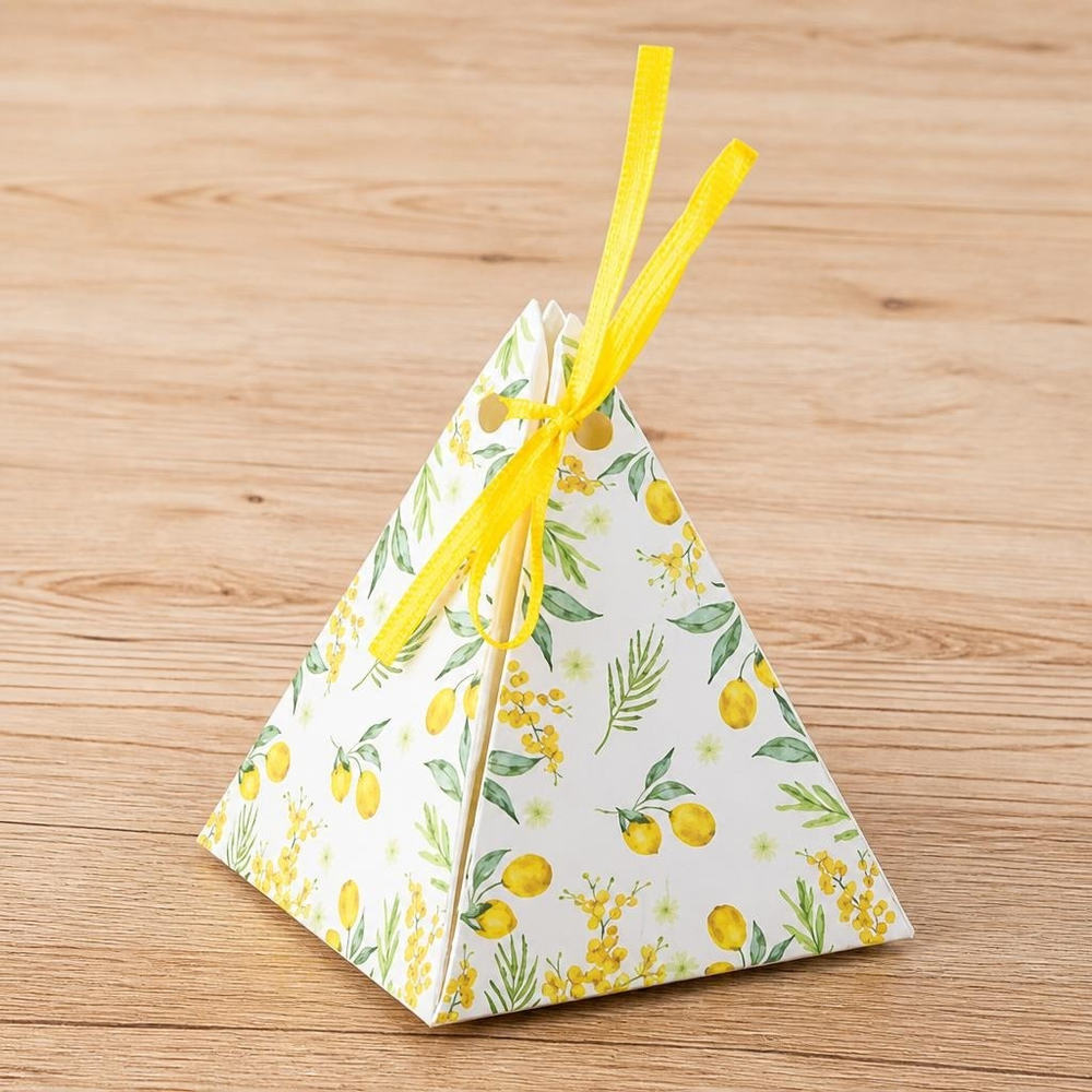 Citron Pyramide Gaveæske - 10 stk (8,5 x 6,5 cm) | Frugt Æsker - Temashop