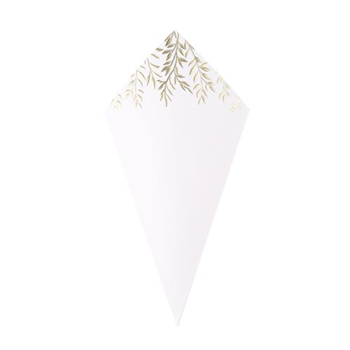 Bladmønster Riskegle Hvid/Guld - 10 stk (10,5 x 19,5 cm) | Bryllup Konfetti - Temashop