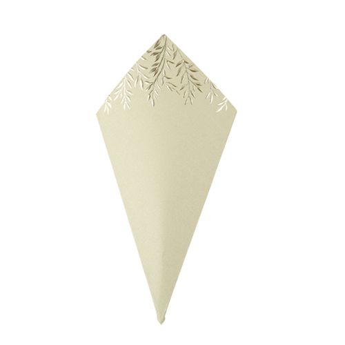 Bladmønster Riskegle Elfenben/Guld - 10 stk (10,5 x 19,5 cm) | Bryllup Konfetti - Temashop