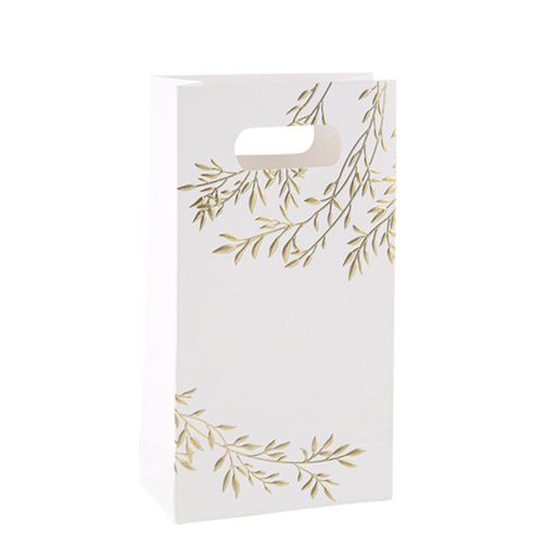 Grene Gavepose Hvid/Guld - 6 stk (10 x 18 x 5 cm) | Guld tema Poser / Goodiebags - Temashop