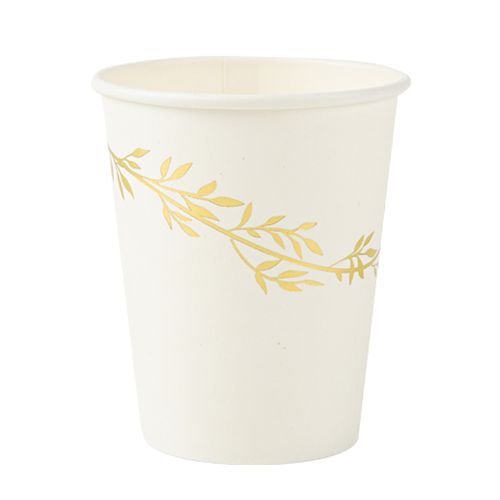 Grene Papkrus Hvid/Guld - 8 stk (255 ml) | Guld tema Krus - Temashop