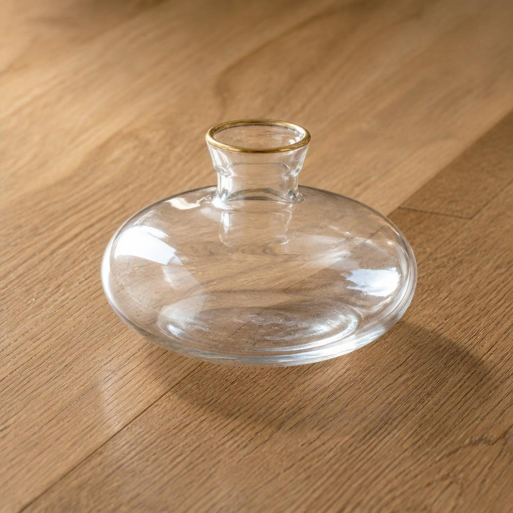 Rund Glasvase Guldkant - 1 stk (6,2 x 8,9 cm) | Guld tema Vase - Temashop