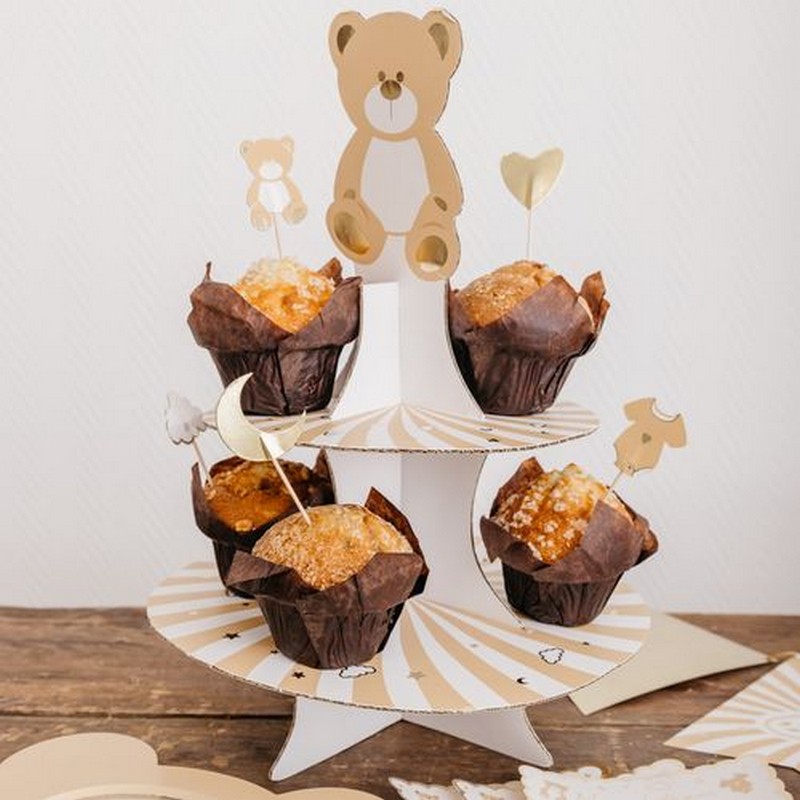 Teddybjørn Kagestand - 1 stk (38,5 cm) | Babyshower Kagestand - Temashop