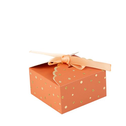 Gaveæsker Med Satinbånd Terrakotta/Guld - 8 stk (7 x 3,5 cm) | Fersken Tema Æsker - Temashop