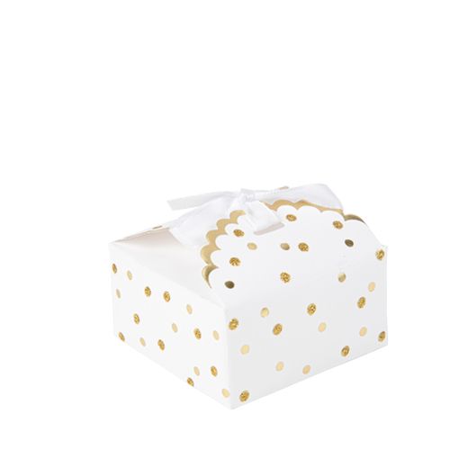 Gaveæsker Med Satinbånd Hvid/Guld - 8 stk (7 x 3,5 cm) | Guld tema Æsker - Temashop