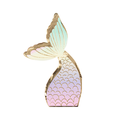 Havfrue Servietter Pastel/Guld - 16 stk (30 x 19 cm) | Havfrue Servietter - Temashop