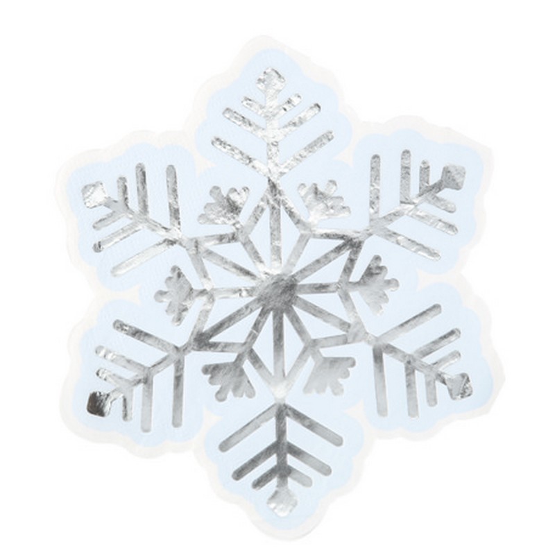 Snefnug Servietter Lyseblå/Sølv - 16 stk (32 x 29 cm) | Julefrokost Servietter - Temashop