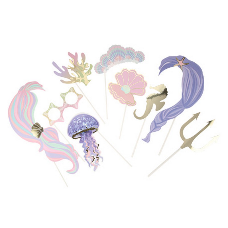 Havfrue Selfie Props - 9 stk | Havfrue Photobooth - Temashop