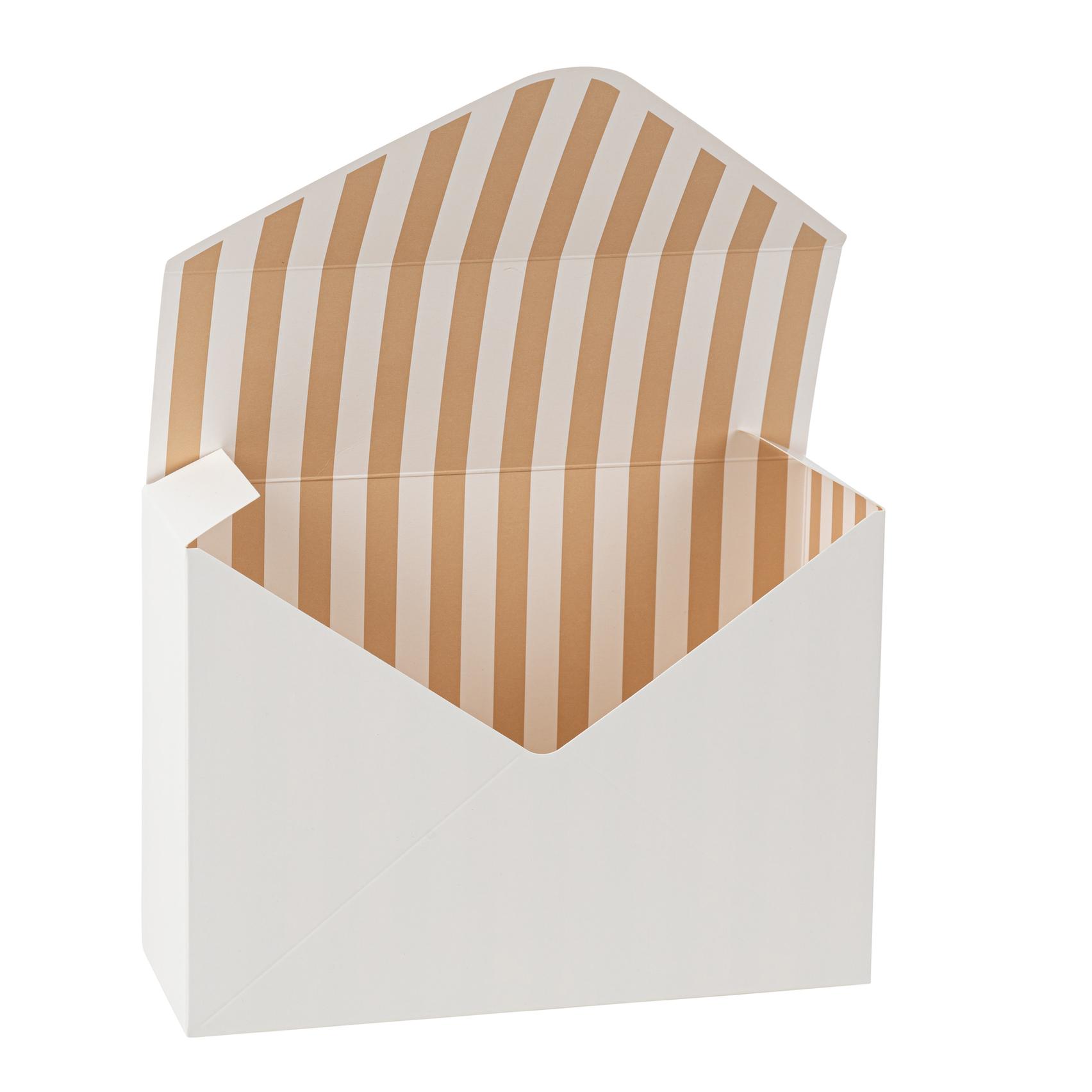 Stribet Gaveboks Creme/Camel - 1 stk (20 x 14 x 7 cm) | Brun Tema Æsker - Temashop
