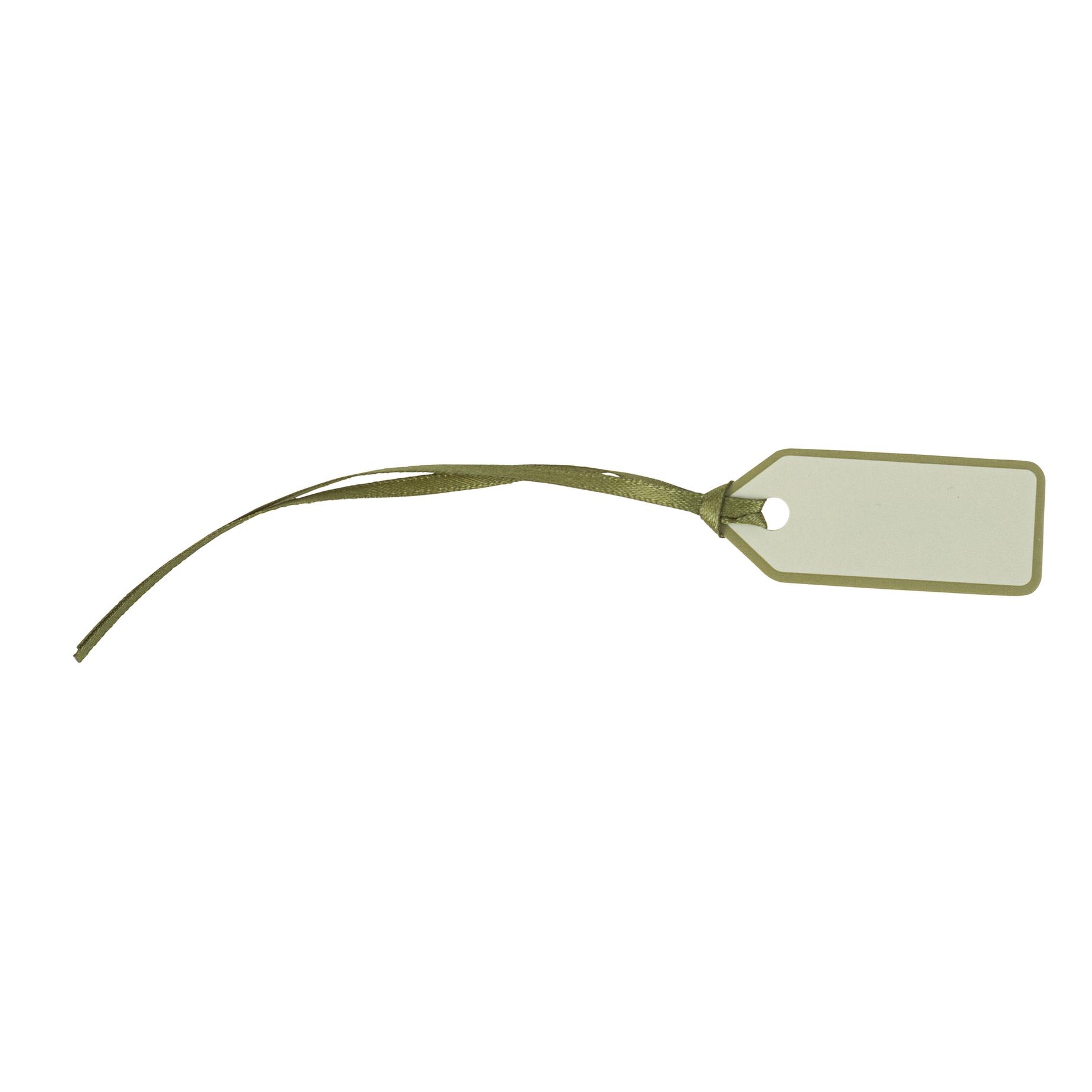 Etiketter Med Bånd Hvid/Grøn - 10 stk (5 x 2 cm) | Grønt tema Gavetilbehør - Temashop