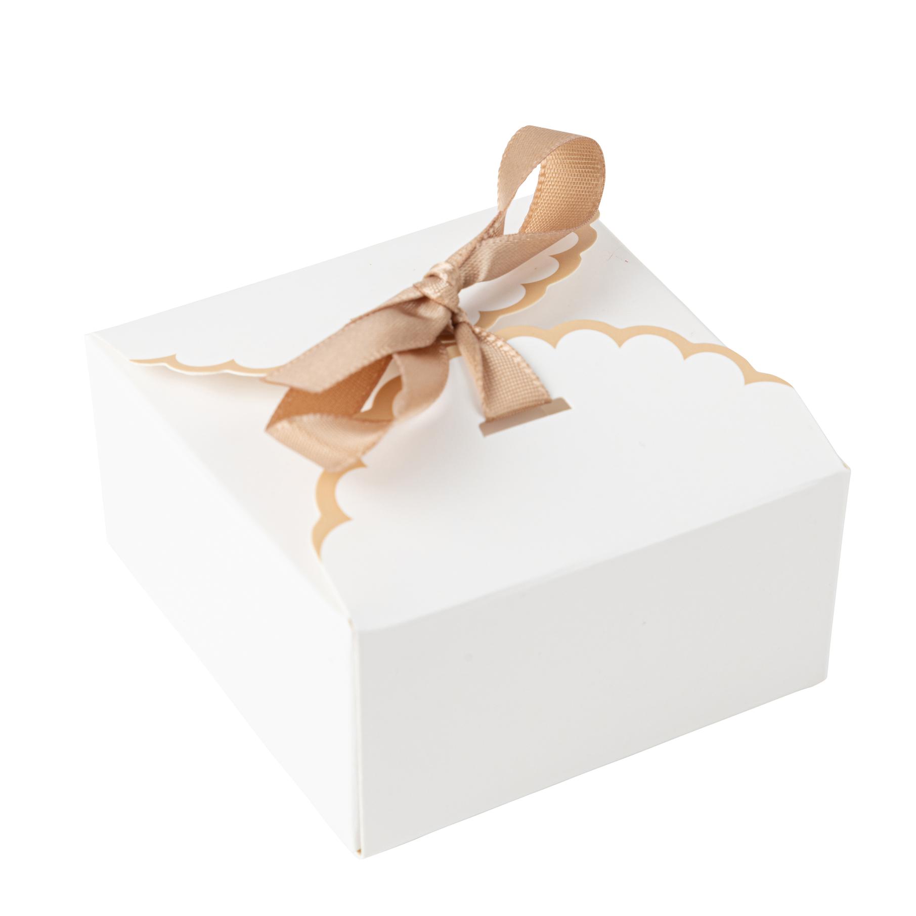 Gaveæsker Med Satinbånd Hvid/Beige - 10 stk (7 x 3,5 cm) - Temashop