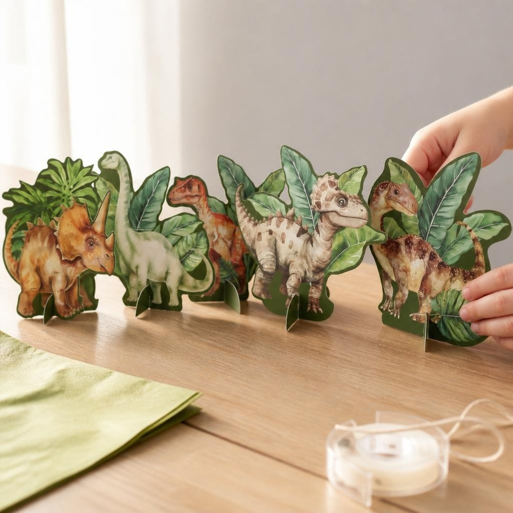 Dinosaur Borddekorationer - 6 stk (8,5-12 cm) | Dinosaurus Dekorationsfigurer - Temashop
