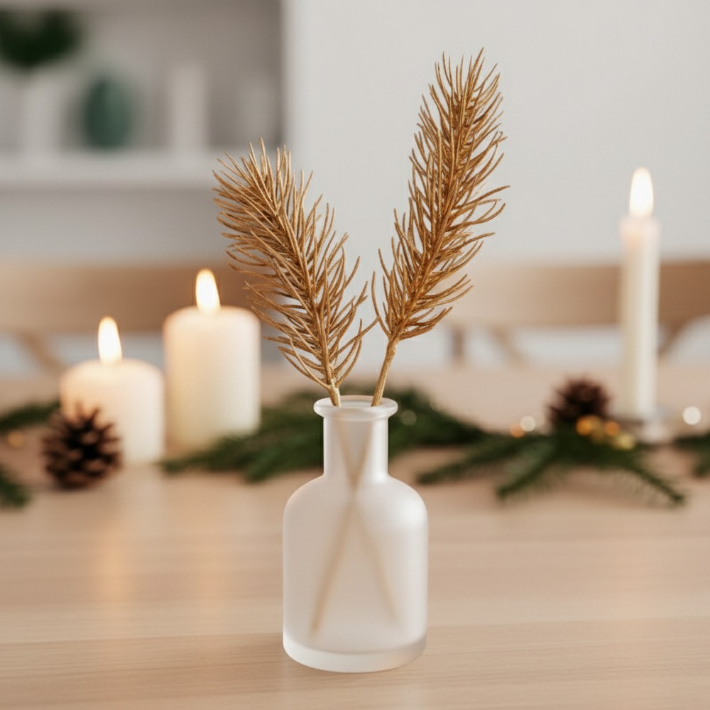 Bregne Gren Mat Guld - 1 stk (17 cm) | Natur tema Kunstige blomster - Temashop