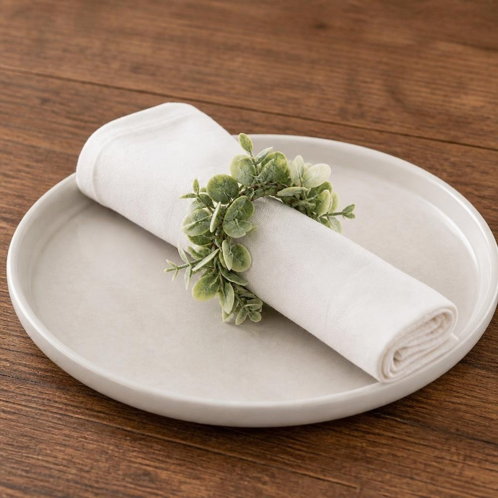 Eucalyptus Servietring Grøn - 1 stk (Ø 13 cm) | Blomst Servietringe - Temashop