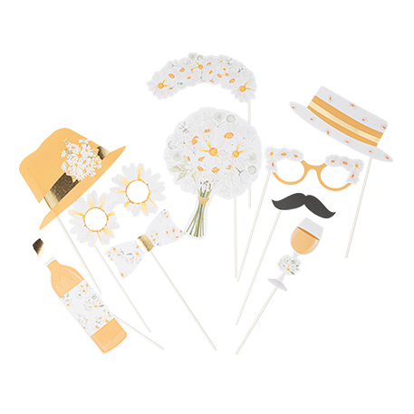 Daisy Photobooth Rekvisitter - 10 stk | Blomst Photobooth - Temashop