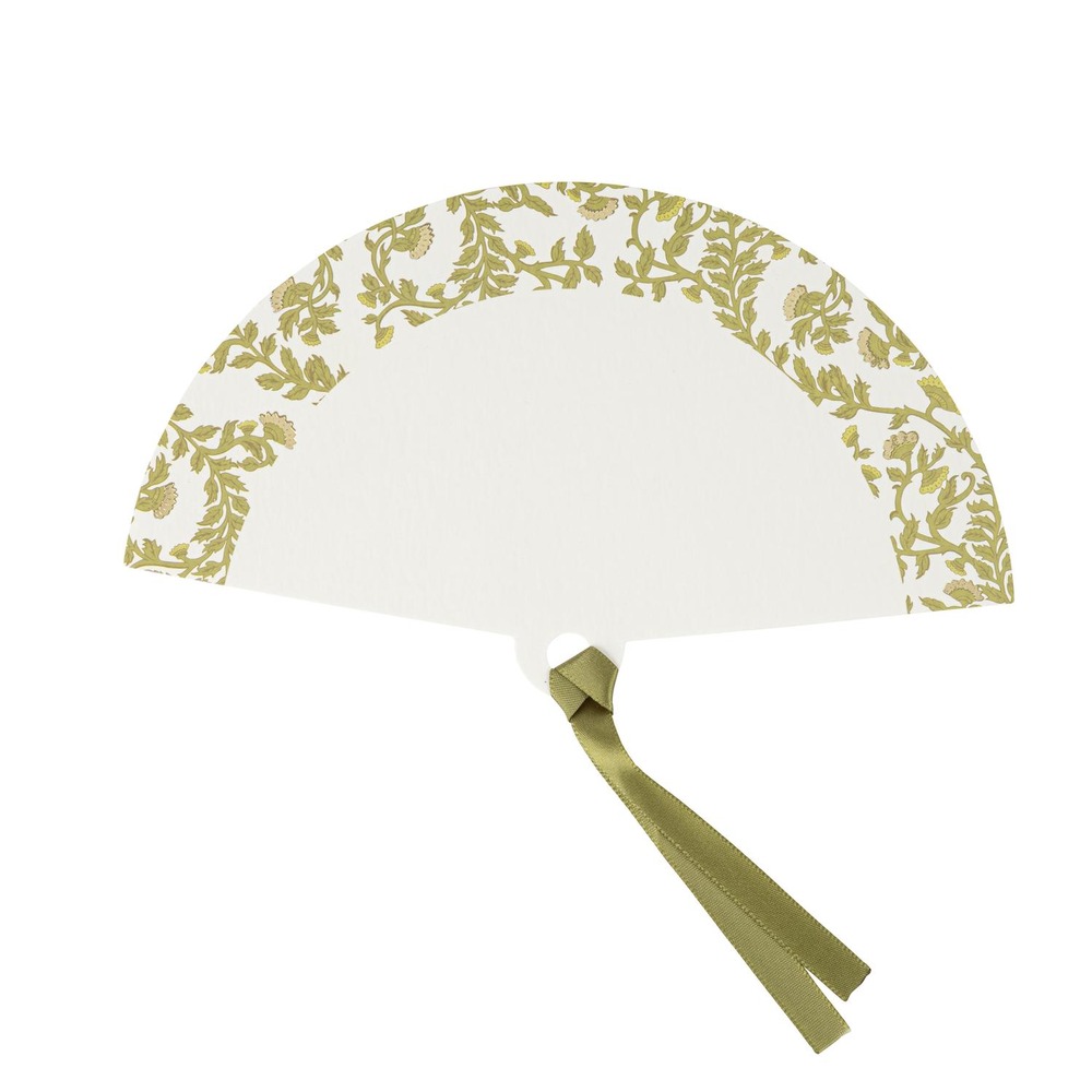 Botanisk Vifte Oliven/Guld - 10 stk (20 x 11,6 cm) | Natur tema Vifte - Temashop