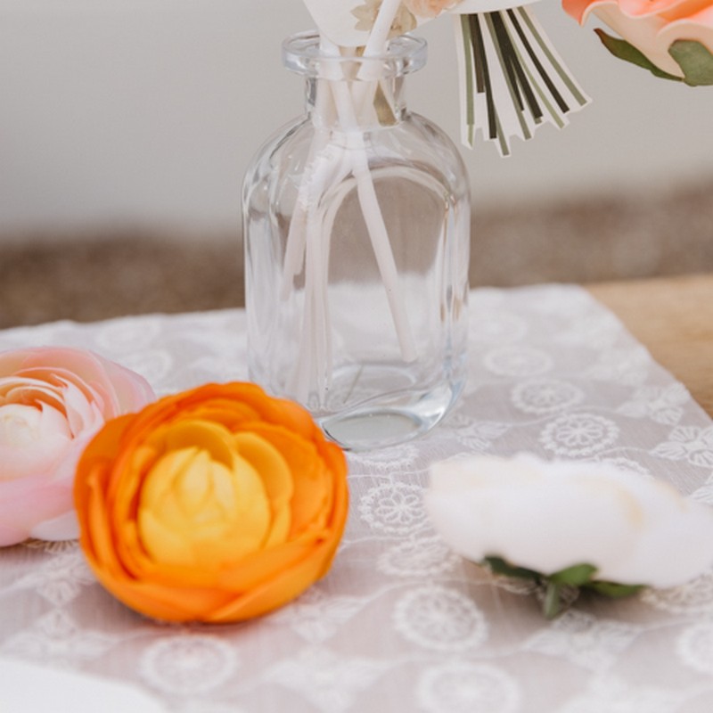 Antikke Ranunkel Roser Rød/Gul - 4 stk (6 cm) | Blomst Kunstige blomster - Temashop