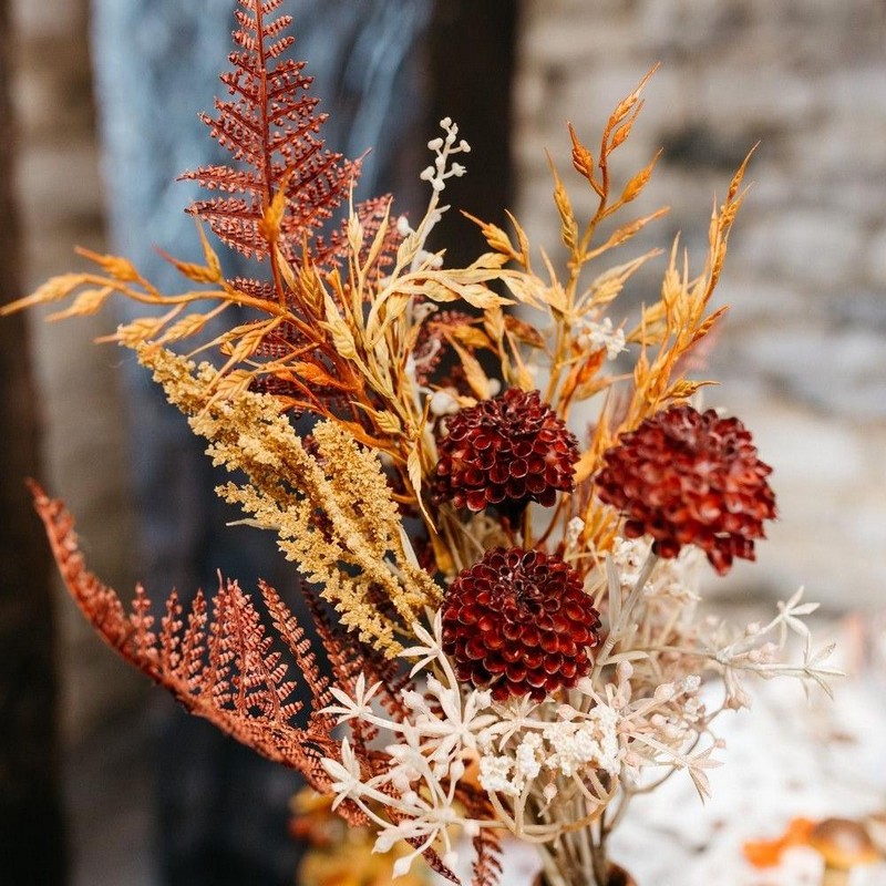 Bregne & Blomster Efterårsbuket - 1 stk (46 cm) | Natur tema Kunstige blomster - Temashop