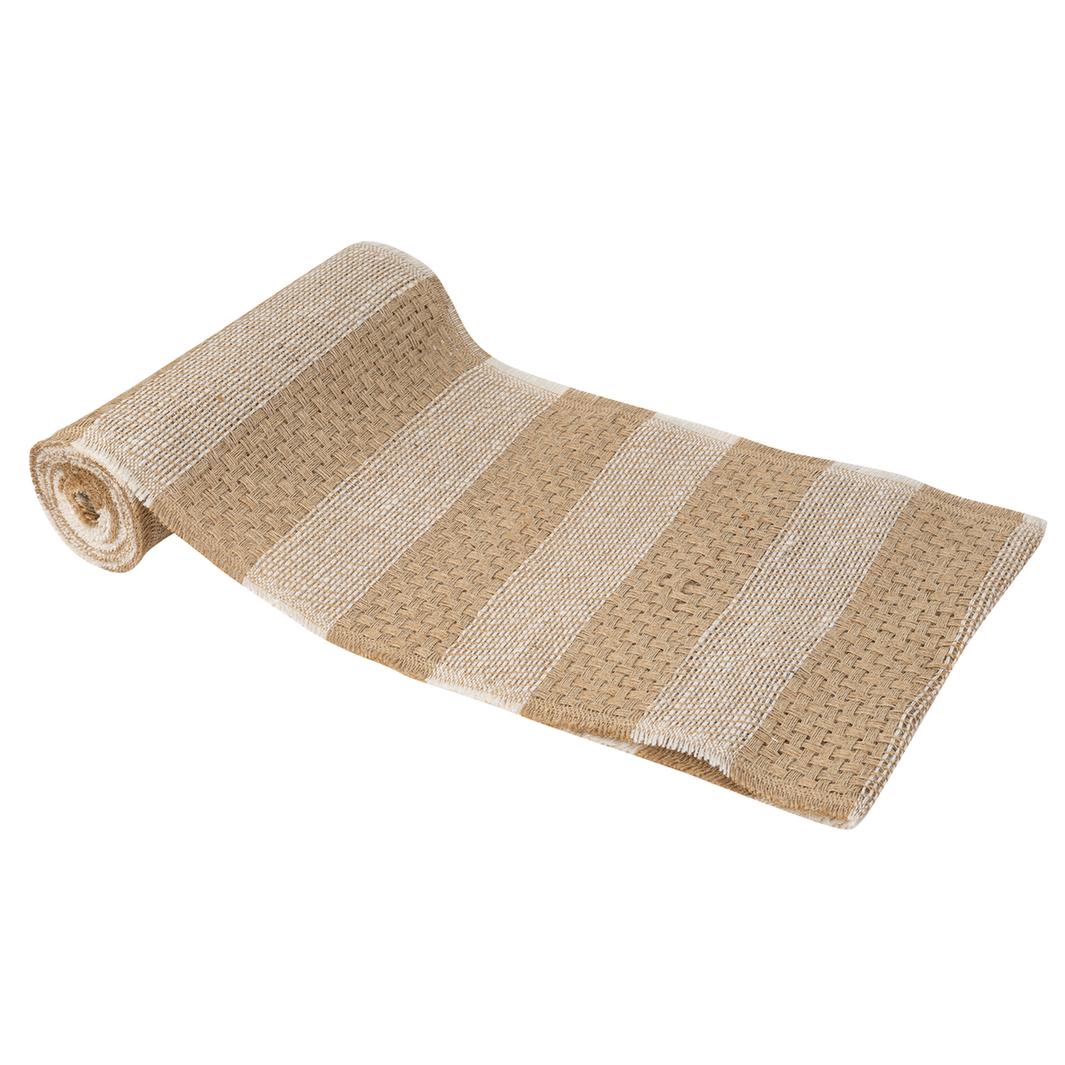 Stribet Bordløber Natur/Creme