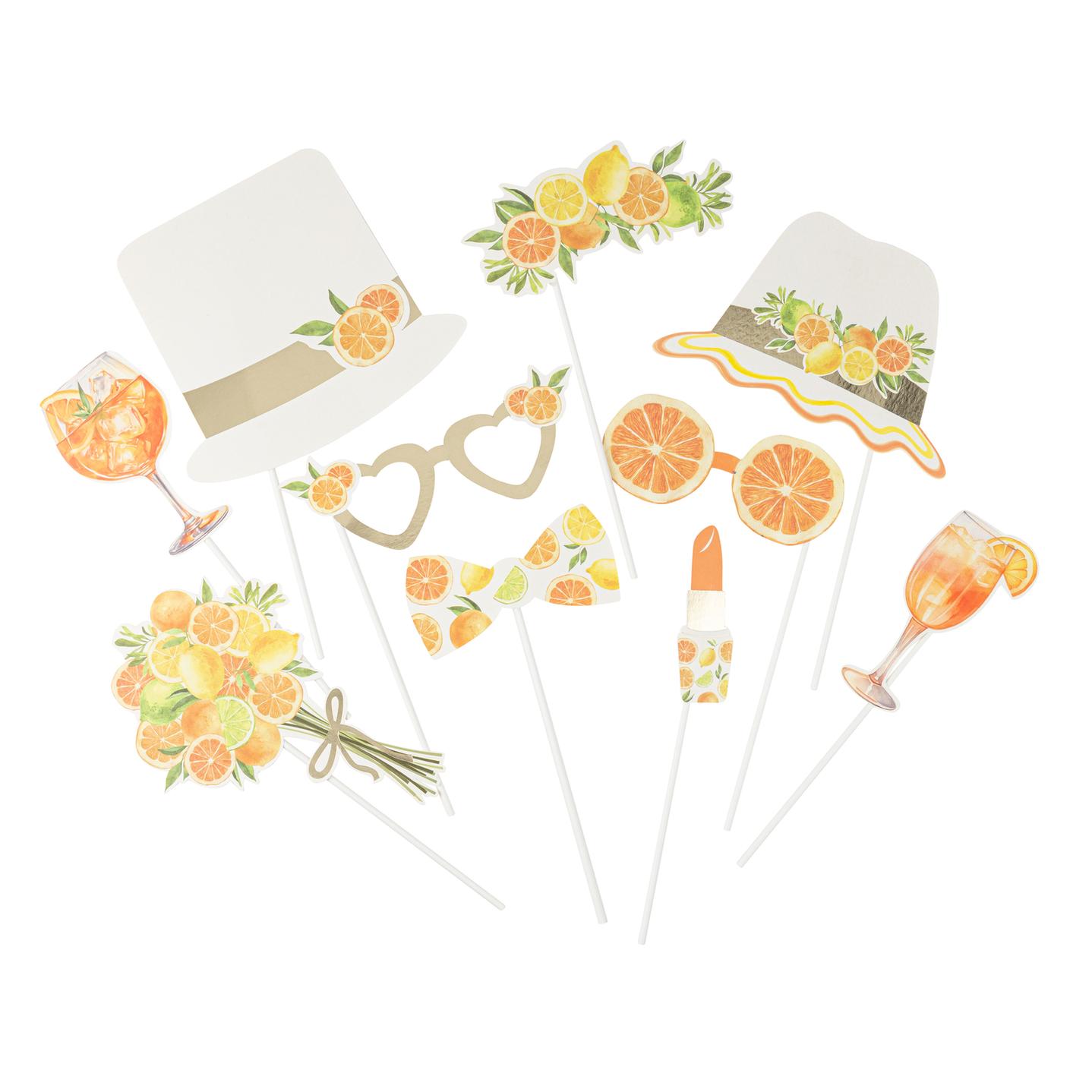 Citrusfrugter Photobooth Rekvisitter - 10 stk | Frugt Photobooth - Temashop