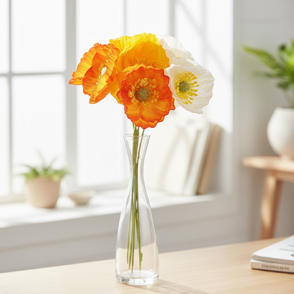 Valmue Blomsterbuket Orange/Hvid