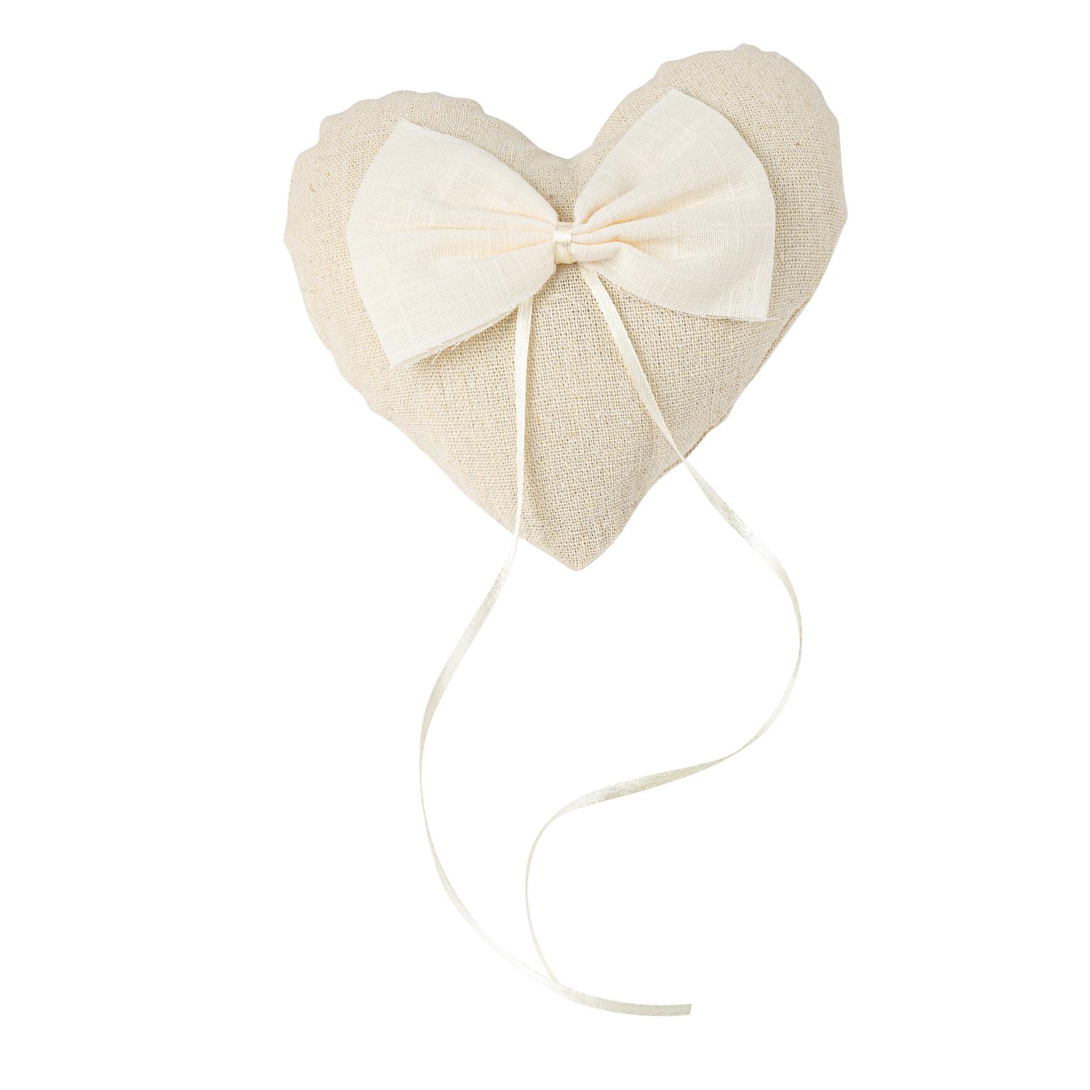 Hjerte Ringbærerpude Beige - 1 stk (14,5 x 14 x 6 cm) | Bryllup Ringbærerpude - Temashop