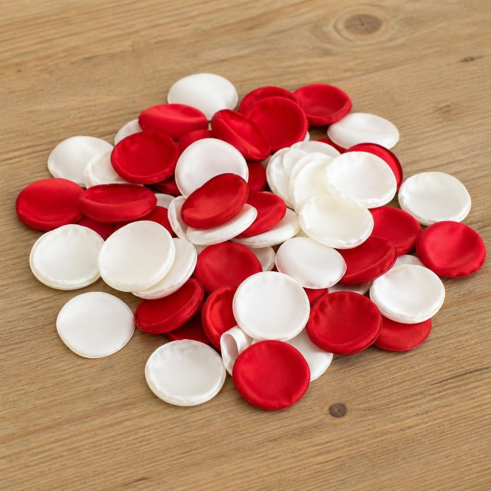 Stof Kronblade Rød/Hvid - 60 stk (Ø 3,5 cm) | Blomst Kunstige blomster - Temashop