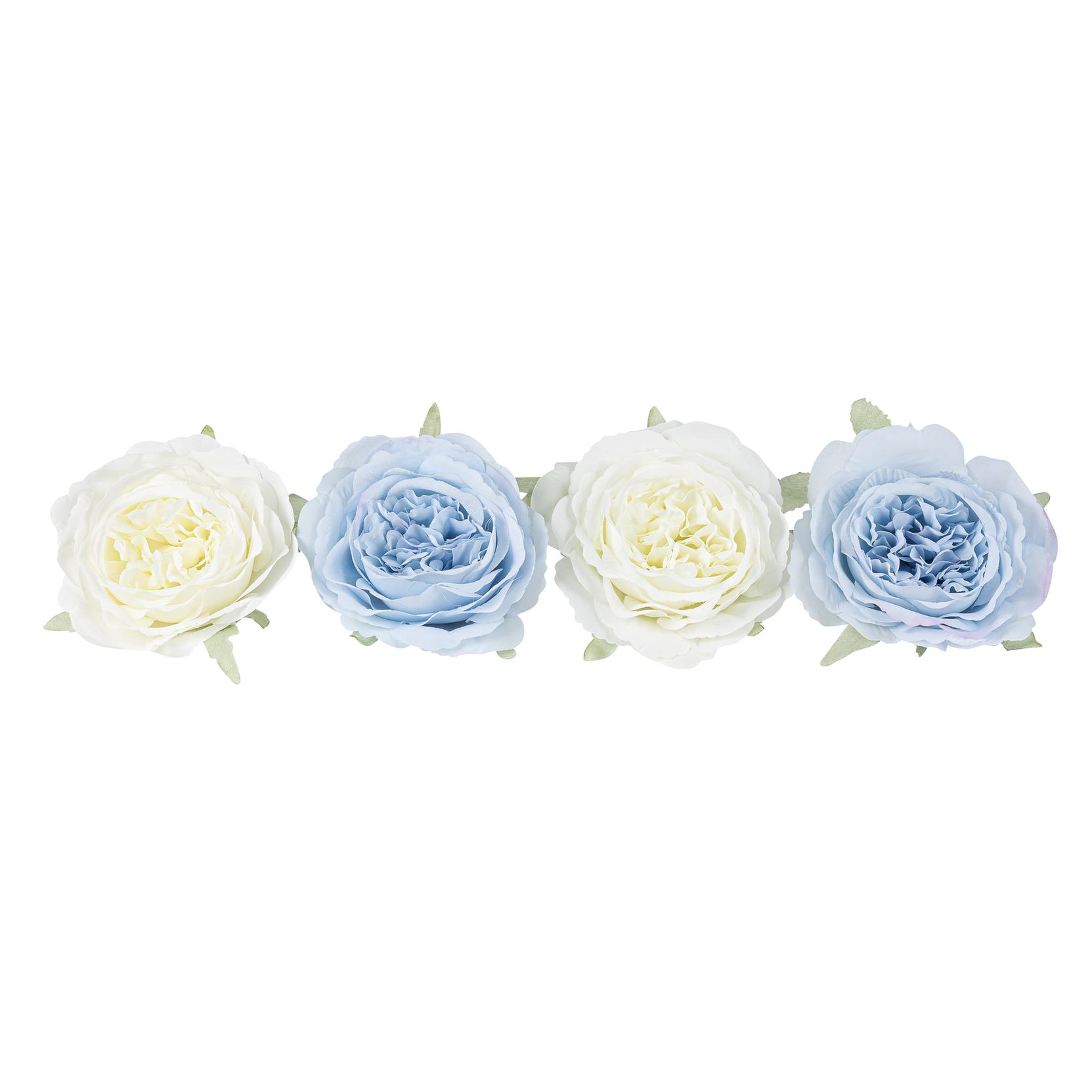 Kunstige Roser Hvid/Lyseblå - 4 stk (Ø 12,5 cm) | Blomst Kunstige blomster - Temashop