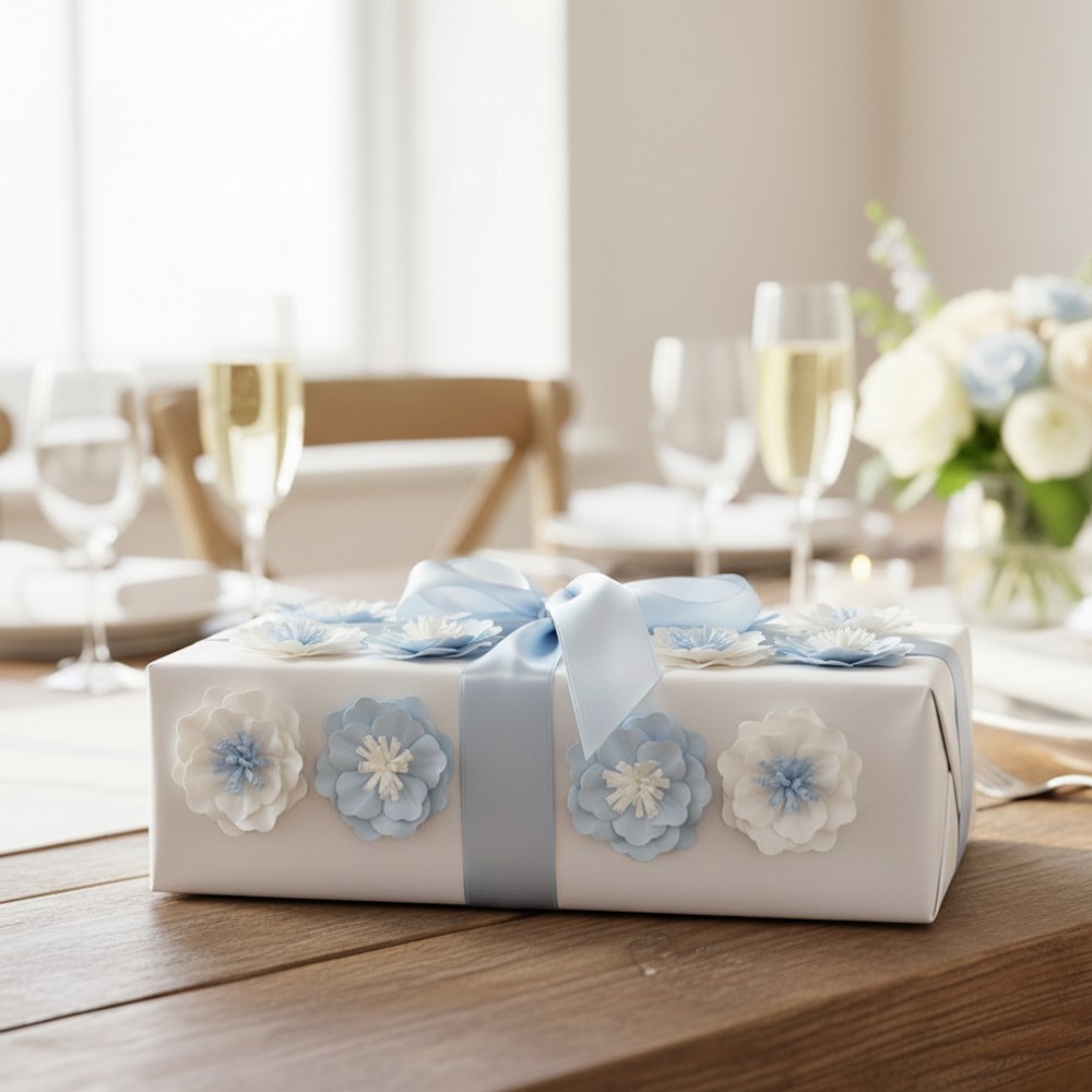 Papirblomster Lyseblå/Hvid - 6 stk (5 cm) | Blomst Kunstige blomster - Temashop