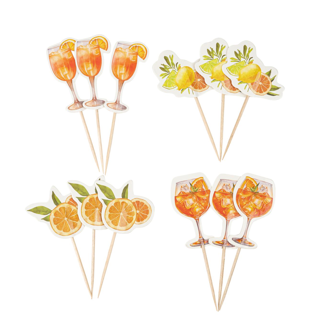 Citrus Cocktail Kagepinde - 12 stk (9,5 cm) | Drinks Kagepinde - Temashop