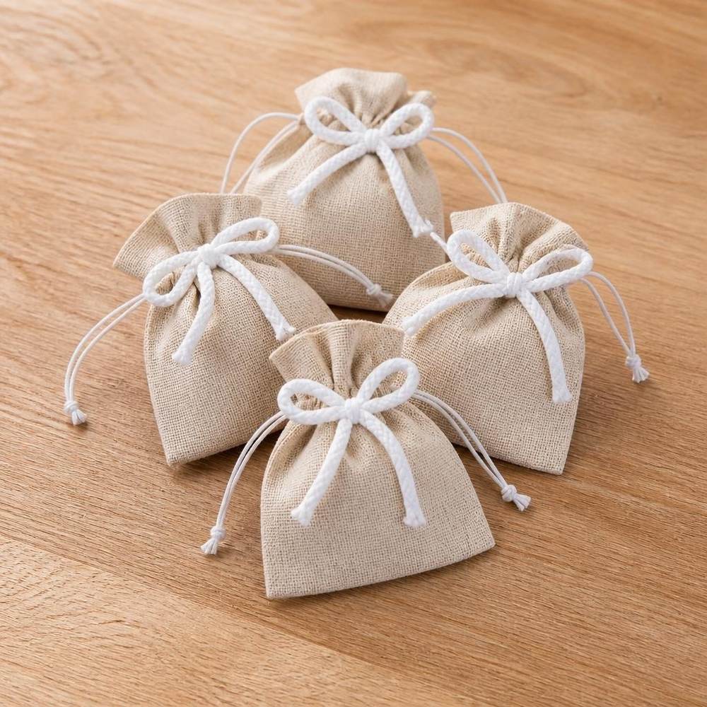 Stofposer Med Snor Natur - 4 stk (9,5 x 11,5 cm) - Temashop
