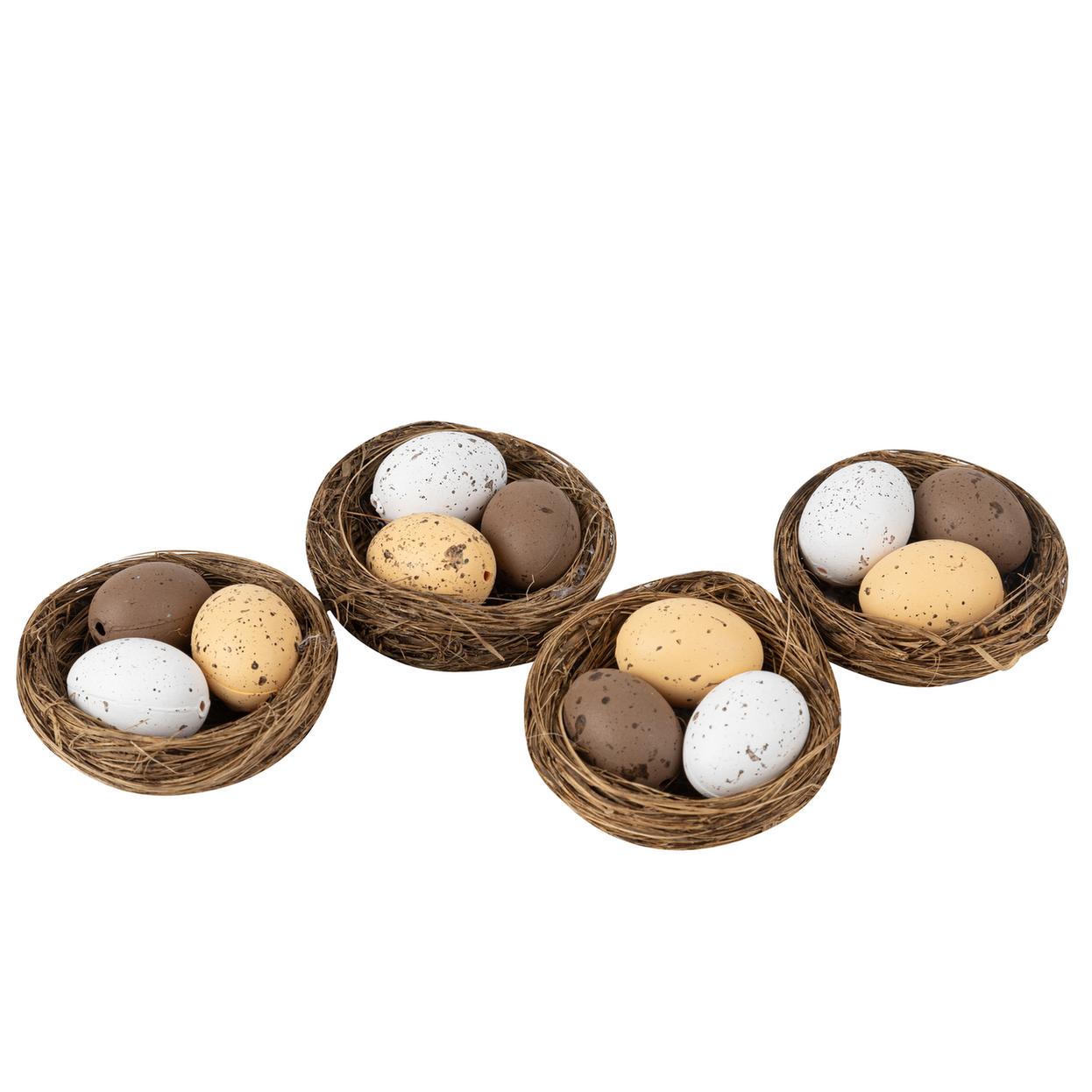 Påske Reder Med Æg - 4 stk (Ø 5 cm) | Påske Påskepynt - Temashop