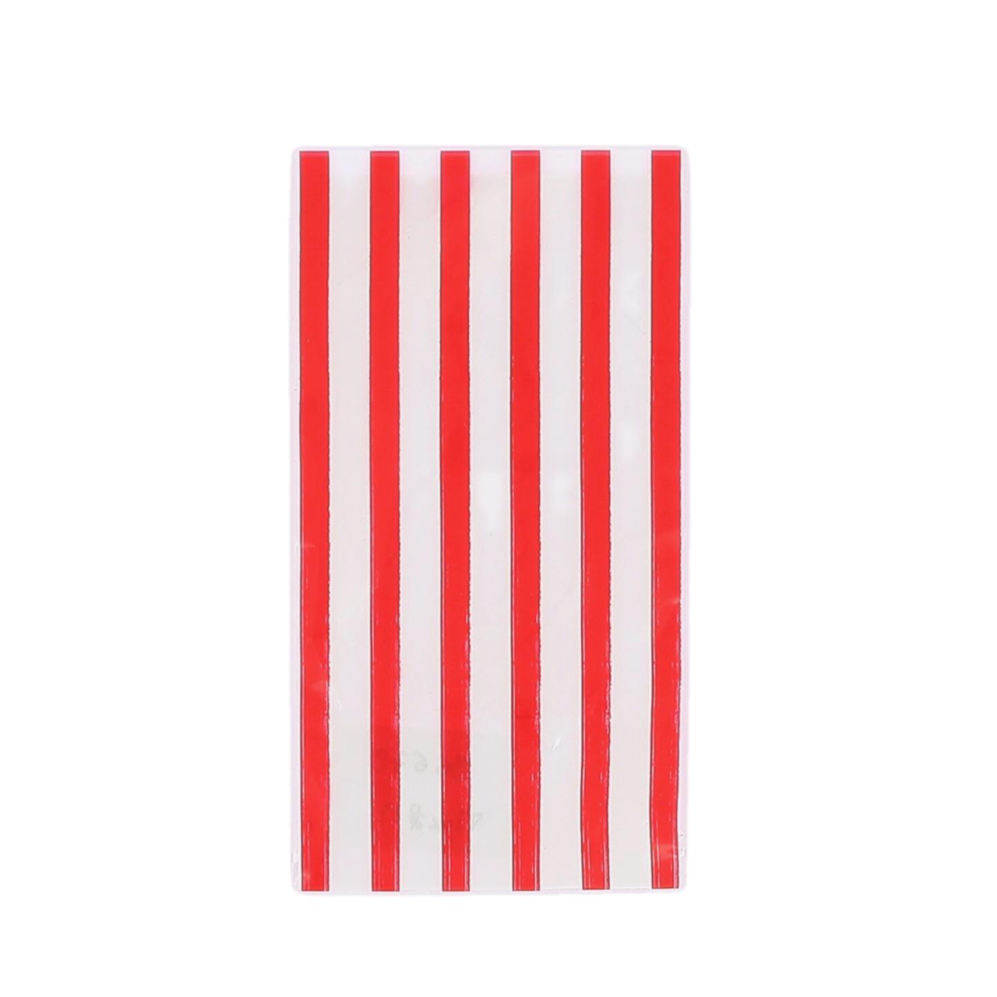 Stribede Madposer Rød/Transparent - 10 stk (8,7 x 16 cm) | Picnic Poser / Goodiebags - Temashop