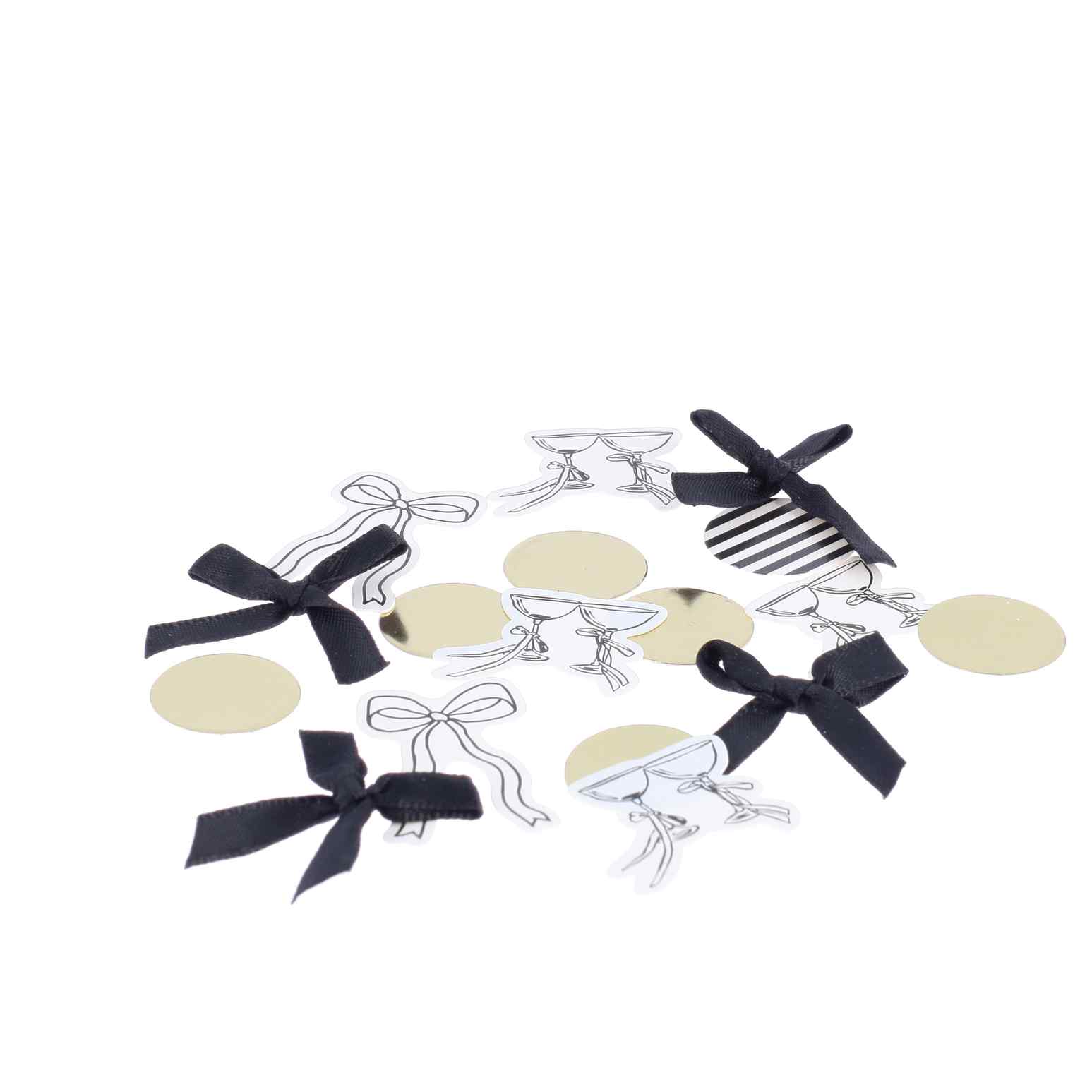 Sløjfer Bordkonfetti Sort/Hvid/Guld - 100 stk (3,5-4 cm) - Temashop