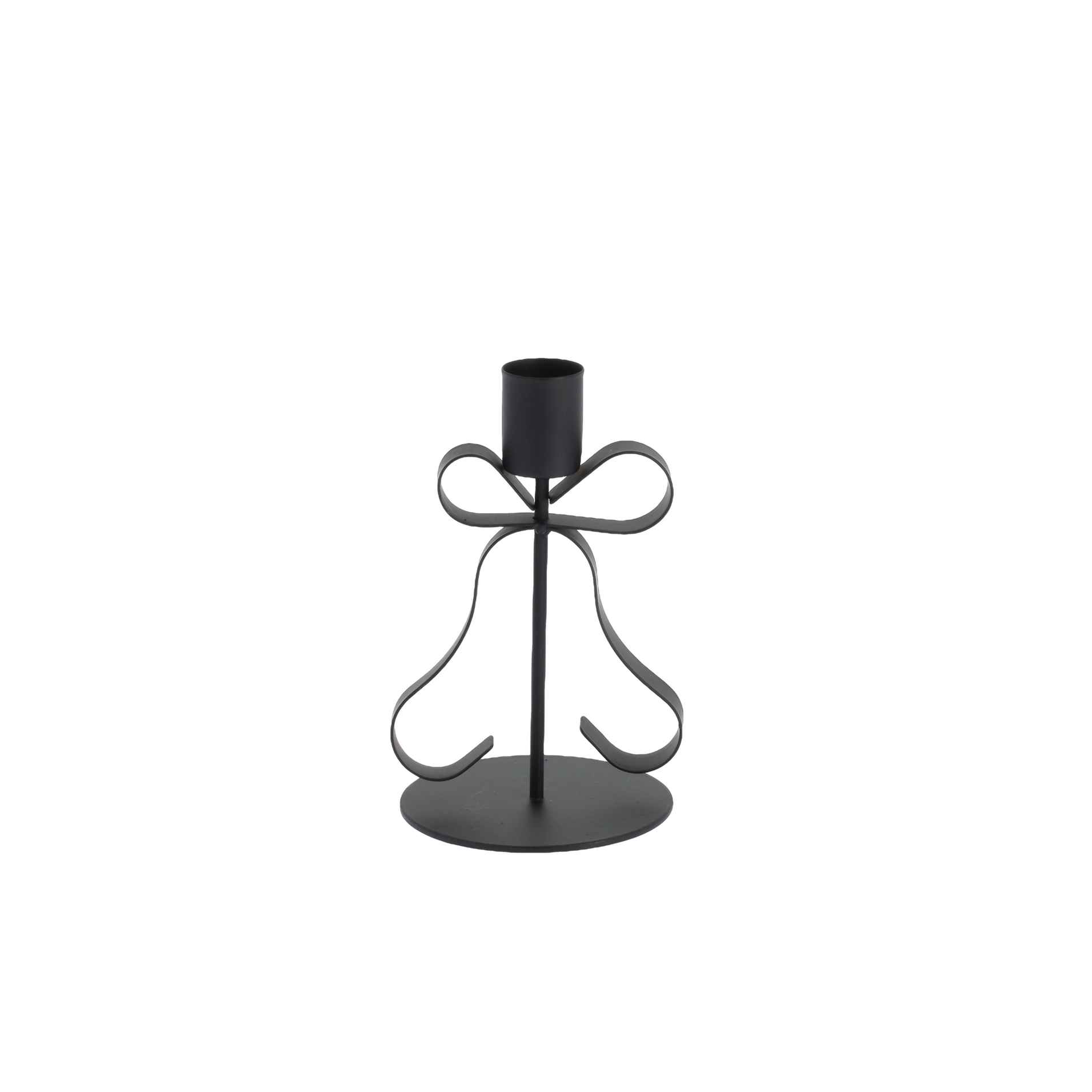 Sløjfe Lysestage Sort - 1 stk (13 x 9,5 x 8 cm) | Sort tema Lysestager - Temashop