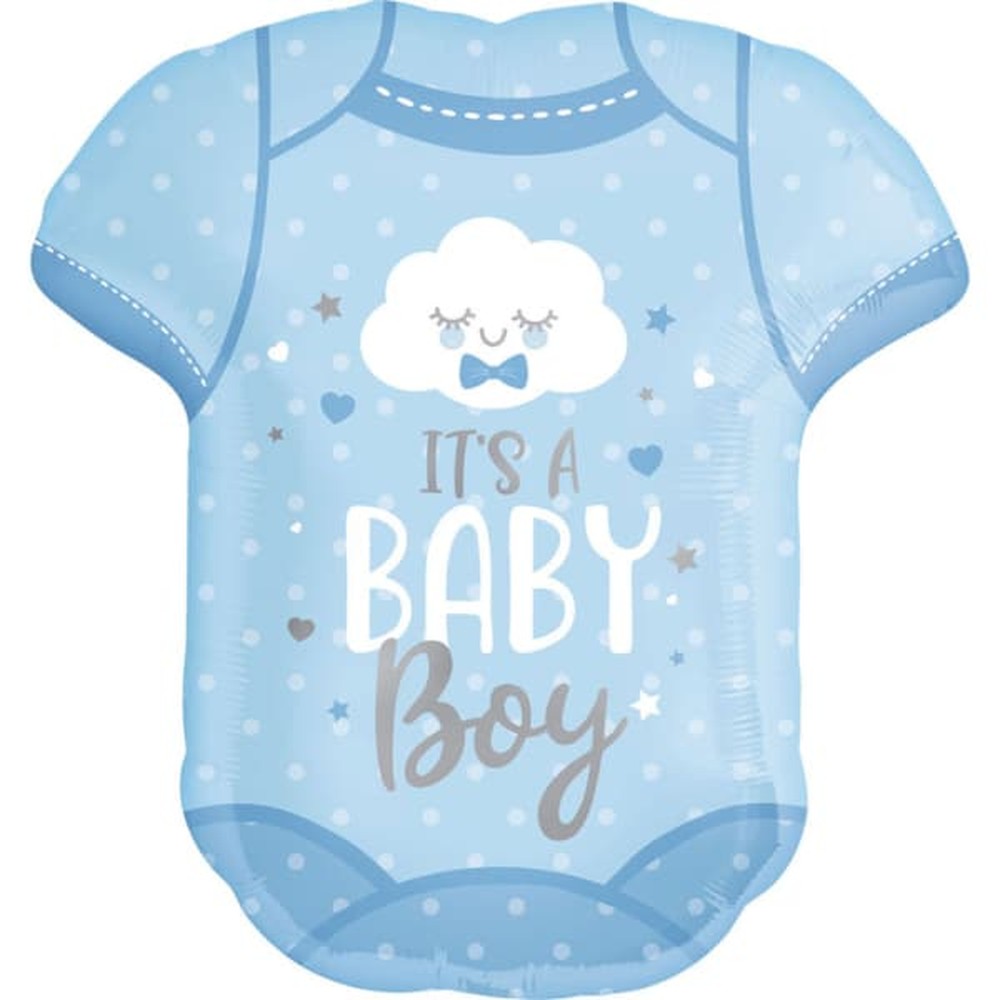 It's a Baby Boy Folieballon Babybody Lyseblå - 1 stk (60 x 55 cm) | Babyshower Folieballoner - Temashop