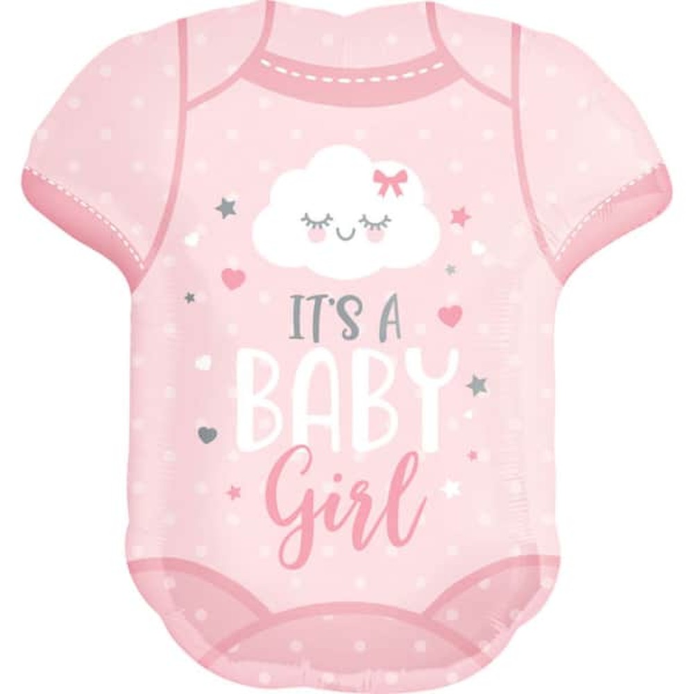 It's a Baby Girl Folieballon Babybody Lyserød - 1 stk (60 x 55 cm) | Babyshower Folieballoner - Temashop