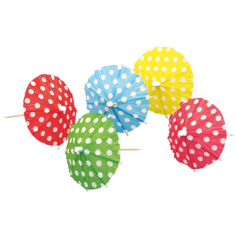Drinks Paraplyer Med Prikker - 10 stk (10 cm) | Hawaii Drinkstilbehør - Temashop