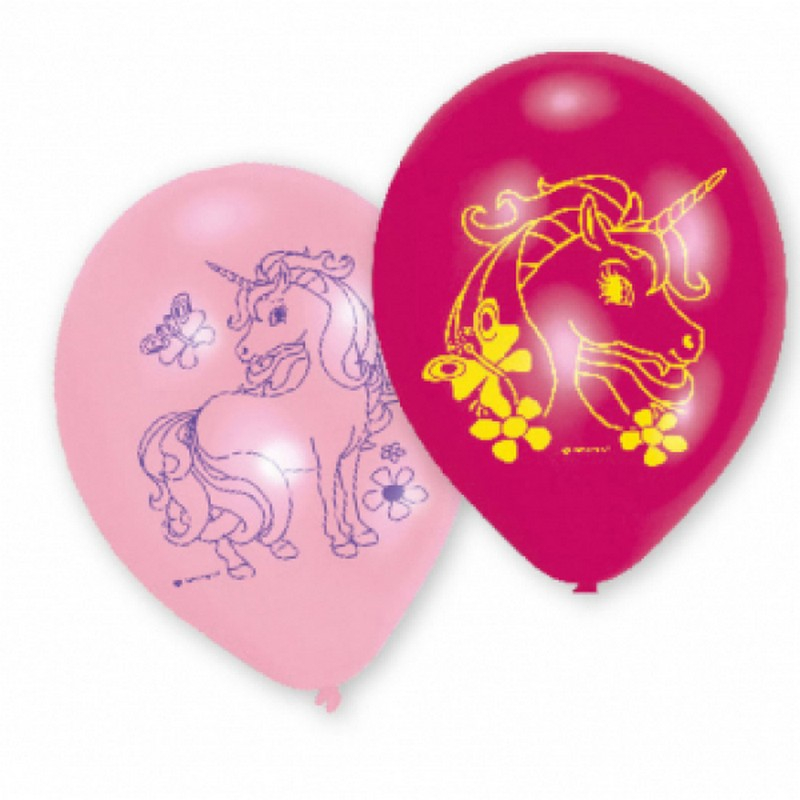 Enhjørning Latexballoner Lyserød/Pink - 6 stk (23 cm) | Enhjørning Latexballoner - Temashop