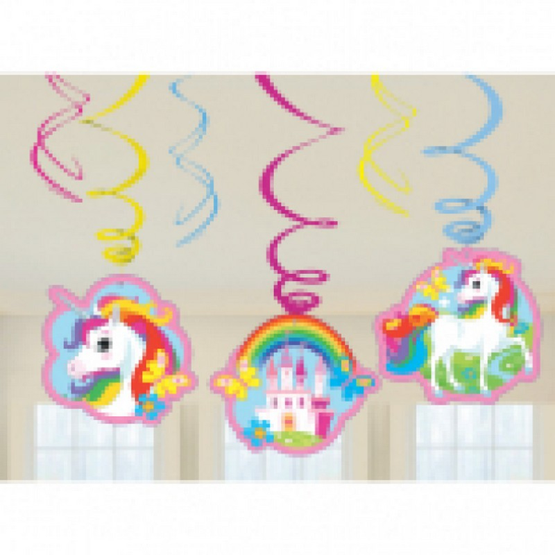 Enhjørning Swirls - 6 stk (80 cm) | Enhjørning Spiraler/string - Temashop