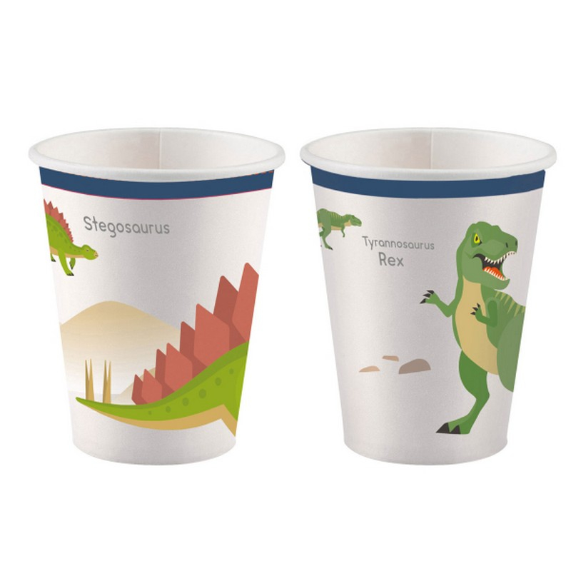 Dinosaur Papkrus - 8 stk (250 ml) | Dinosaurus Krus - Temashop